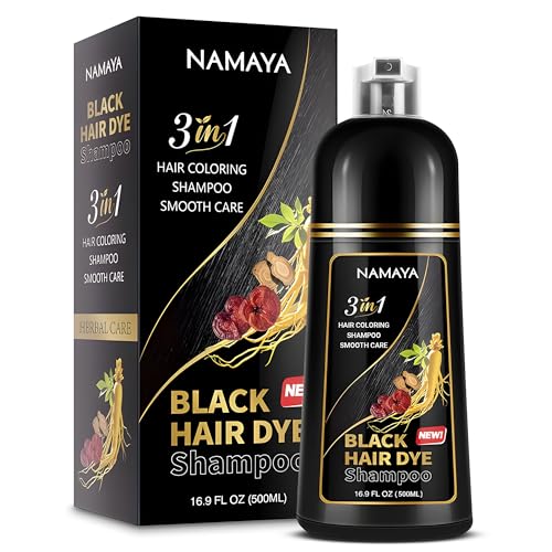 Schwarzes Haarfärbeshampoo – 500ml – Grauhaarabdeckung, Feuchtigkeitspflege & Reinigung – Mit Natürlichen Inhaltsstoffen – Für Männer & Frauen Schwarzes Haarfärbeshampoo – 500ml – Grauhaarabdeckung, Feuchtigkeitspflege & Reinigung – Mit Natürlichen Inhaltsstoffen – Für Männer & Frauen von NAMAYA