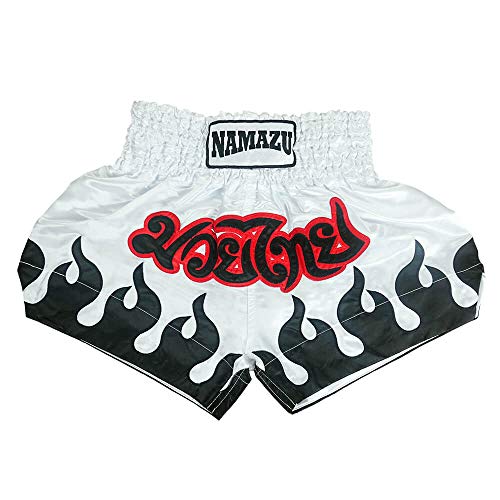 NAMAZU Muay Thai Shorts für Männer und Frauen, hochwertige MMA Gym Boxen Kickboxen Shorts, 1Weiß, XL von NAMAZU