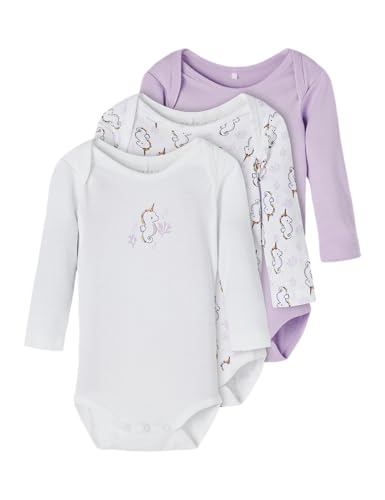 NAME IT BABY Baby-Mädchen NBFBODY 3P LS Lavendula NOOS Body, 56 von NAME IT
