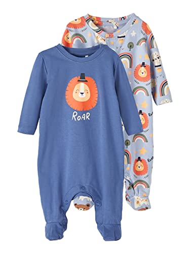 NAME IT Baby Boys NBMBASIO 2P Nightsuit WF Strampler, Eventide, 86 von NAME IT