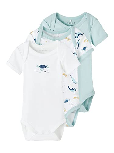 NAME IT Baby Boys NBMBODY 3P SS Undersea NOOS Body, Blue Haze, 50 von NAME IT