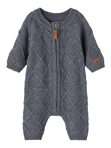 NAME IT Baby Boys NBMWRILLA Wool LS Knit Suit XXII Strampler, Turbulence, 62 von NAME IT