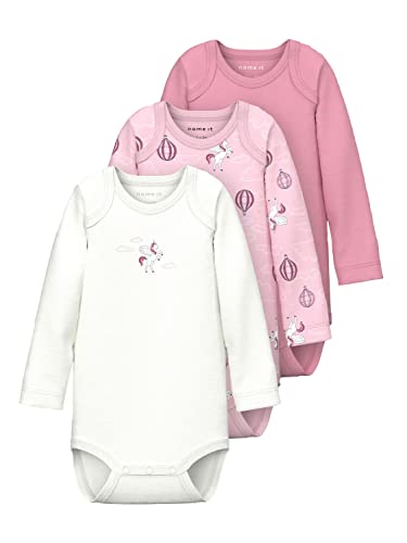 NAME IT Baby Girls NBFBODY 3P LS Unicorn NOOS Body, Parfait Pink, 50 von NAME IT