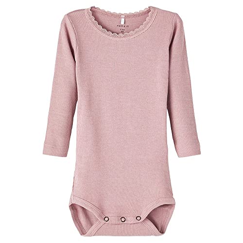 NAME IT Baby Girls NBFKAB LS NOOS Langarm Body, Deauville Mauve/Detail:Melange, 56 von NAME IT