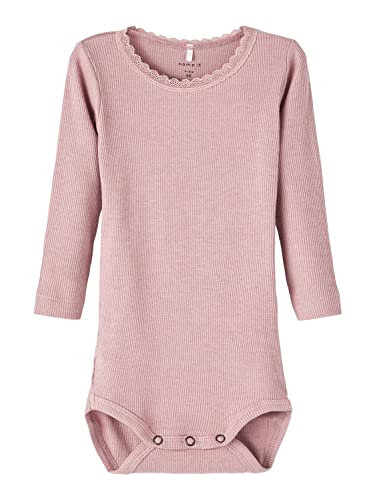 NAME IT Baby Girls NBFKAB LS NOOS Langarm Body, Deauville Mauve/Detail:Melange, 56 von NAME IT