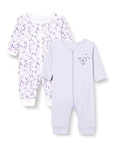 NAME IT Baby Girls NBFNIGHTSUIT 2P Zip Flower NOOS Schlafstrampler, Purple Heather, 74 von NAME IT