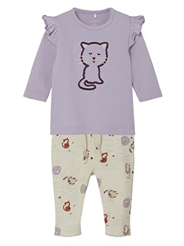 NAME IT Baby Girls NBFSALLIE LS TOP Langarmshirt Set, Orchid Petal, 62 von NAME IT