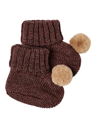 NAME IT Baby Girls NBFWRILLA Wool Knit Slippers W/DOT XXII Socken, Deep Mahogany, 62/68 von NAME IT