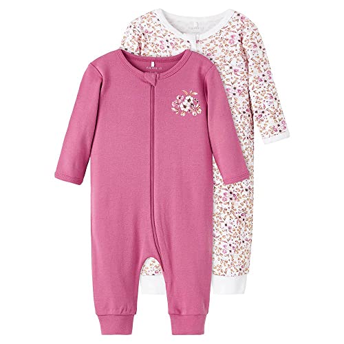 NAME IT Baby-Jungen NBFNIGHTSUIT 2P Zip Flower NOOS Kleinkind-Schlafanzüge, Rose Wine, 104 von NAME IT