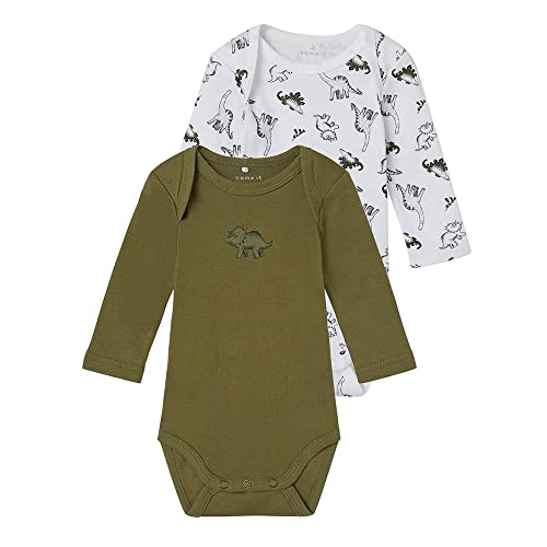 NAME IT Baby-Jungen NBMBODY 2P LS Dino NOOS Body, Bright White, 56 von NAME IT