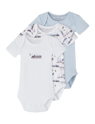 NAME IT 3er Pack Baby Jungen Bodys aus Bio-Baumwolle Heather-62 von NAME IT