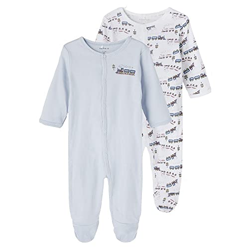 NAME IT 2er Pack Jungen Schlafstrampler aus Bio-Baumwolle Heather-86 von NAME IT