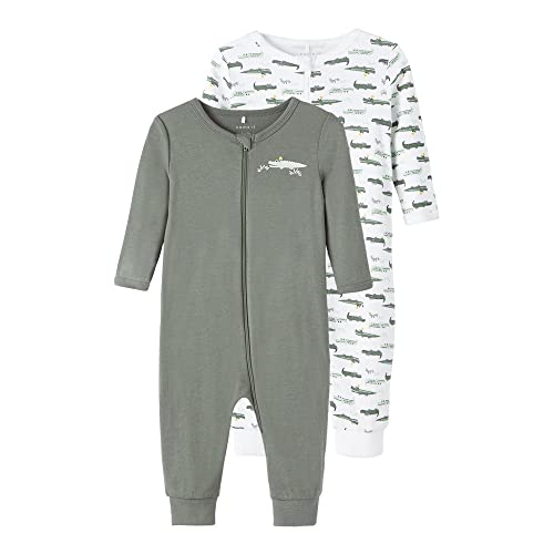 NAME IT Jungen NBMNIGHTSUIT 2P Zip Agave Crocodile 13198873, Agave Green, 50 von NAME IT