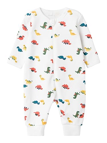 NAME IT Baby-Jungen NBMNIGHTSUIT Zip Bright White Dino NOOS Schlafstrampler, 50 von NAME IT