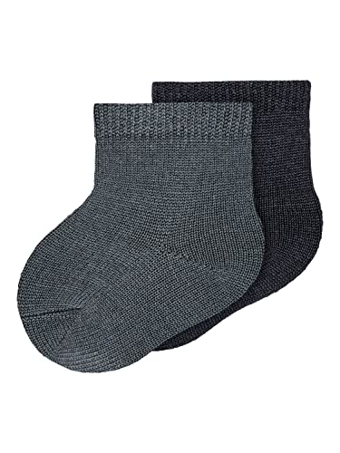 NAME IT Baby-Jungen NBMWAKTA Wool/VIS 2P XXIII Socken, Iron Gate/Pack:2 Pack, 74/80 von NAME IT