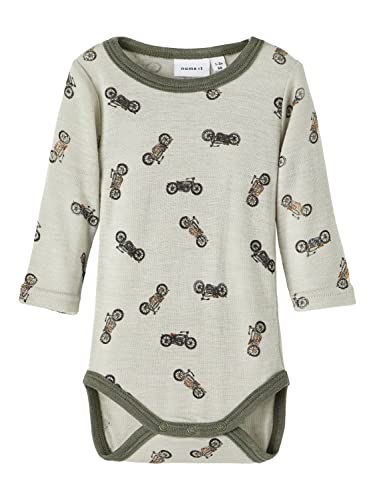 NAME IT Baby-Jungen NBMWANG Wool Rib LS AOP XXIII Body, London Fog, 80 von NAME IT