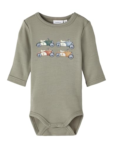 NAME IT Baby-Jungen NBMWILLITUS Wool LS XXIII Body, Moonbeam/AOP:AOP, 80 von NAME IT