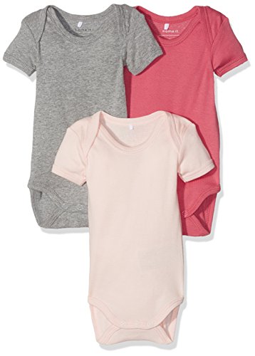 NAME IT Baby-Jungen NITBODY 3P SS SOLID NB G NOOS Body, Mehrfarbig (Rapture Rose), 62 (3er Pack) von NAME IT