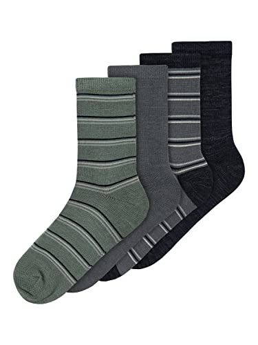 NAME IT Baby-Jungen NKMWAK Wool 4 Pack XXIII Socken, Grey Melange, 146W / 152L von NAME IT