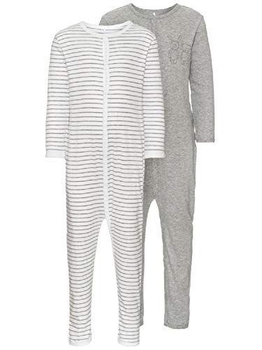 NAME IT Baby-Jungen NMNNIGHTSUIT 2P Mel NOOS Schlafstrampler, Mehrfarbig (Grey Melange), 80 (2er Pack) von NAME IT