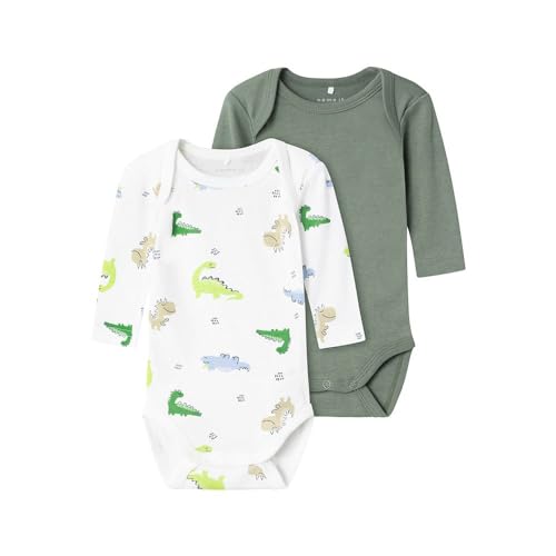 NAME IT Baby - Jungen Nbmbody 2p Ls Wild Lime Dino Noos, Laurel Wreath, 68 von NAME IT