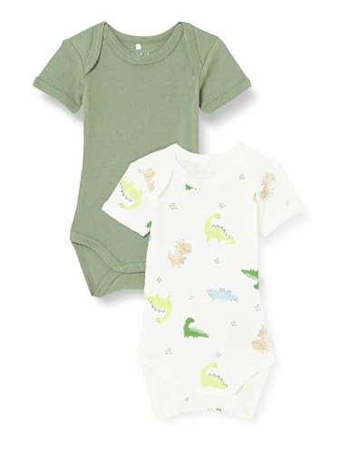 NAME IT Baby - Jungen Nbmbody 2p Ss Wild Lime Dino Noos, Laurel Wreath, 56 von NAME IT