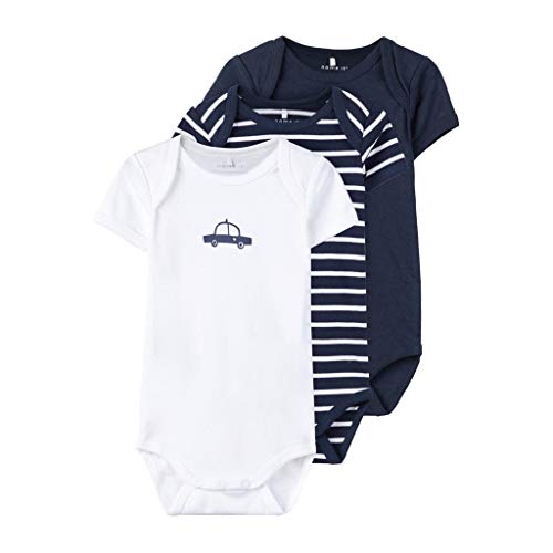 NAME IT Baby-Jungen Nbmbody 3P Ss Yd Noos Strampler, Blau (Dark Sapphire Dark Sapphire), (Herstellergröße:68) (3er Pack) von NAME IT