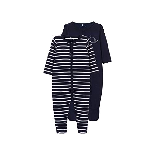 NAME IT Baby-Jungen Nbmnightsuit 2p W/f Noos Strampler, Mehrfarbig (Dark Sapphire), 92 (2er Pack) von NAME IT