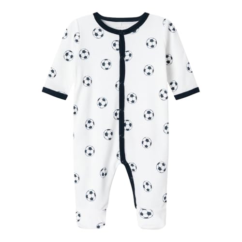 NAME IT Baby - Jungen Nbmnightsuit W/F Football Noos, Bright White, 80 von NAME IT