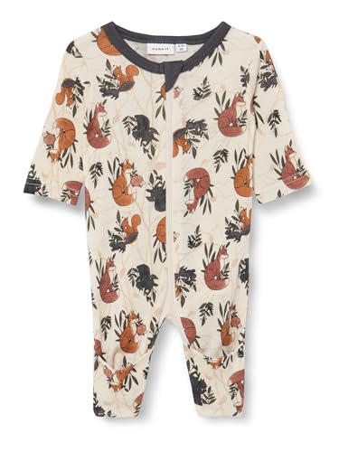 NAME IT Baby - Jungen Nbmwillit Wool Ls Suit Xxiii Schlafstampler, Moonbeam/ Aop, 62 von NAME IT