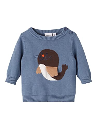 NAME IT Baby Jungen Strickpullover NBMSATIL LS Knit, Größe:62, Farbe:China Blue von NAME IT