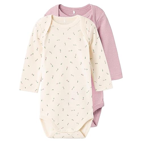NAME IT Baby-Mädchen NBFBODY 2P LS Buttercream FLORAL NOOS Body, 62 von NAME IT