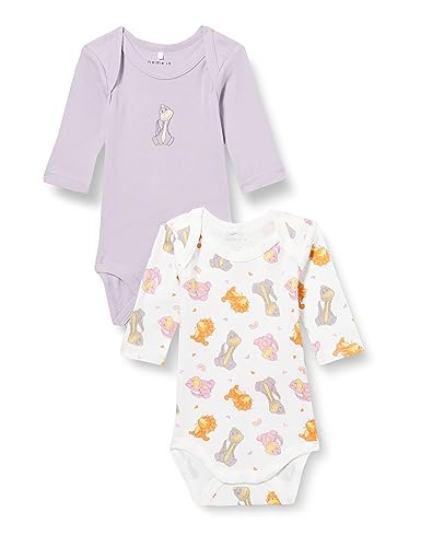 NAME IT Baby-Mädchen NBFBODY 2P LS Lavender Aura Dino NOOS Body, 56 von NAME IT