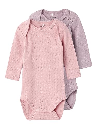 NAME IT Baby-Mädchen NBFBODY 2P LS NEEDLEDROP NOOS Body, Zephyr, 68 von NAME IT