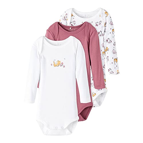 NAME IT Baby-Mädchen NBFBODY 3P LS Valerian CAT NOOS Body, 50 von NAME IT
