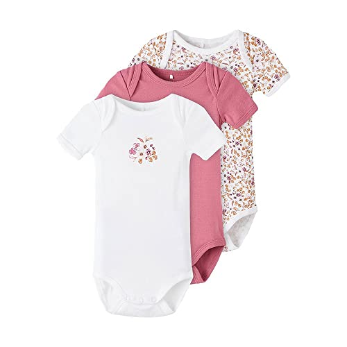 NAME IT Baby-Mädchen NBFBODY 3P SS Rose Wine Flower NOOS Body, 50 von NAME IT