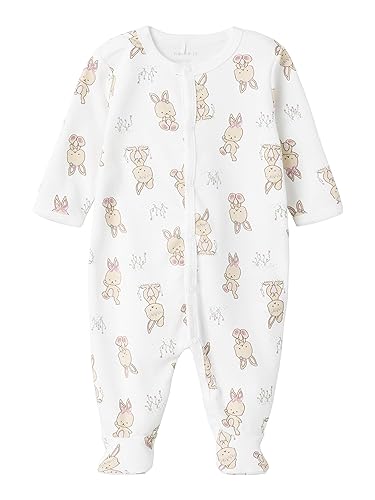 NAME IT Baby-Mädchen NBFNIGHTSUIT W/F Rabbit NOOS Schlafstrampler, Bright White, 50 von NAME IT