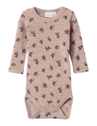 NAME IT Baby-Mädchen Nbfwang Wool Rib Ls AOP XXIII Body, Sphinx, 50 von NAME IT