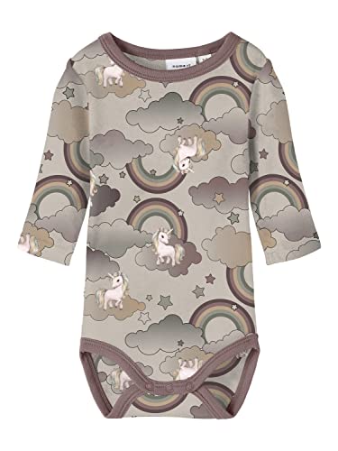 NAME IT Baby-Mädchen NBFWILLITUS Wool LS XXIII Body, Moonbeam/AOP:AOP, 74 von NAME IT