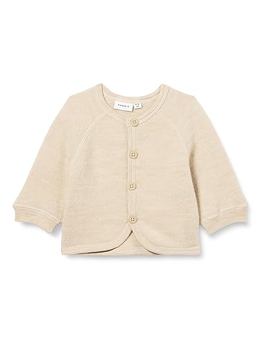 NAME IT Baby-Mädchen NBFWMINO Wool BRU LS Card XXIII Strickjacke, White Pepper, 80 von NAME IT