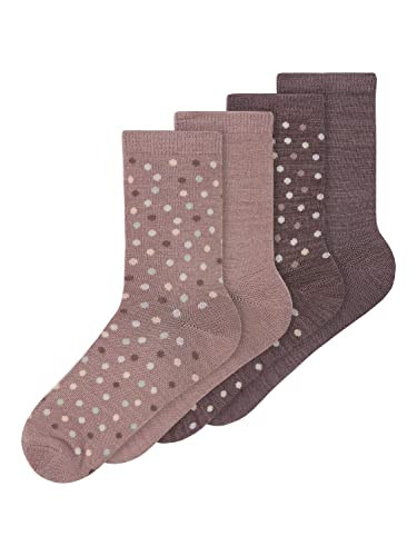 NAME IT Baby-Mädchen NKFWAK Wool 4 Pack XXIII Socken, Black, 146W / 152L von NAME IT