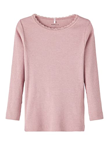 NAME IT Baby - Mädchen Nmfkab Top Noos Langarmshirt, Deauville Mauve/Detail:melange, 86 EU von NAME IT