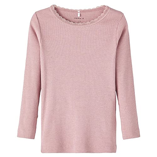 NAME IT Baby - Mädchen Nmfkab Top Noos Langarmshirt, Deauville Mauve/Detail:melange, 86 EU von NAME IT