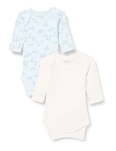 NAME IT Baby - Mädchen Nbfbody 2p Ls Halogen Blue Flower Noos, Halogen Blue, 86 von NAME IT