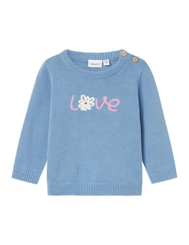 NAME IT Baby - Mädchen Nbflosette Knit Strickpullover, Endless Sky, 68 EU von NAME IT