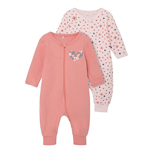 NAME IT Baby - Mädchen Nbfnightsuit 2p Zip Rosette Flower Noos Schlafanzug, Rosette, 56 EU von NAME IT