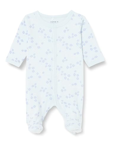 NAME IT Baby - Mädchen Nbfnightsuit W/F Halogen Flower Noos, Halogen Blue, 50 von NAME IT