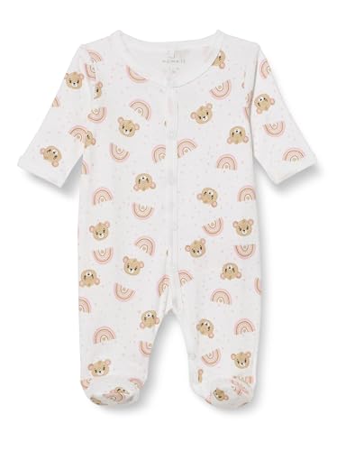 NAME IT Baby - Mädchen Nbfnightsuit W/F Orchid Pink Teddy Noos, Bright White, 56 von NAME IT