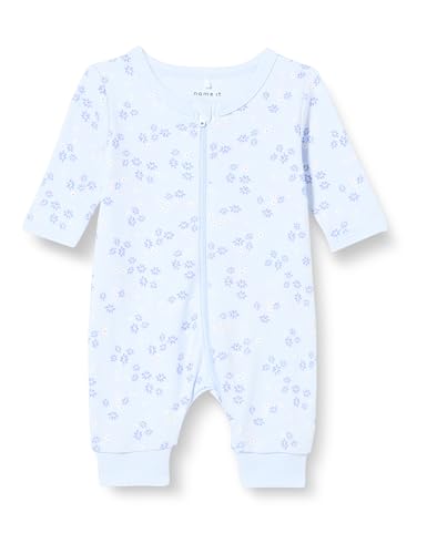 NAME IT Baby - Mädchen Nbfnightsuit Zip Halogen Flower Noos, Halogen Blue, 50 von NAME IT