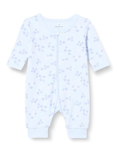 NAME IT Baby - Mädchen Nbfnightsuit Zip Halogen Flower Noos, Halogen Blue, 86 von NAME IT